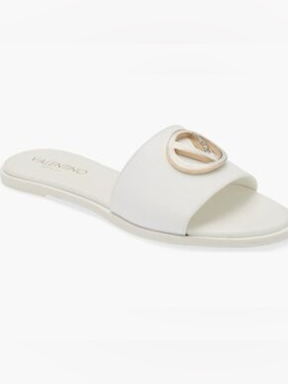 Valentino Bugola Leather Logo Flat Sandals